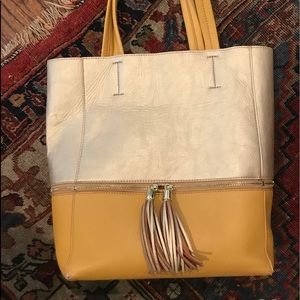 Gold leather tote bag